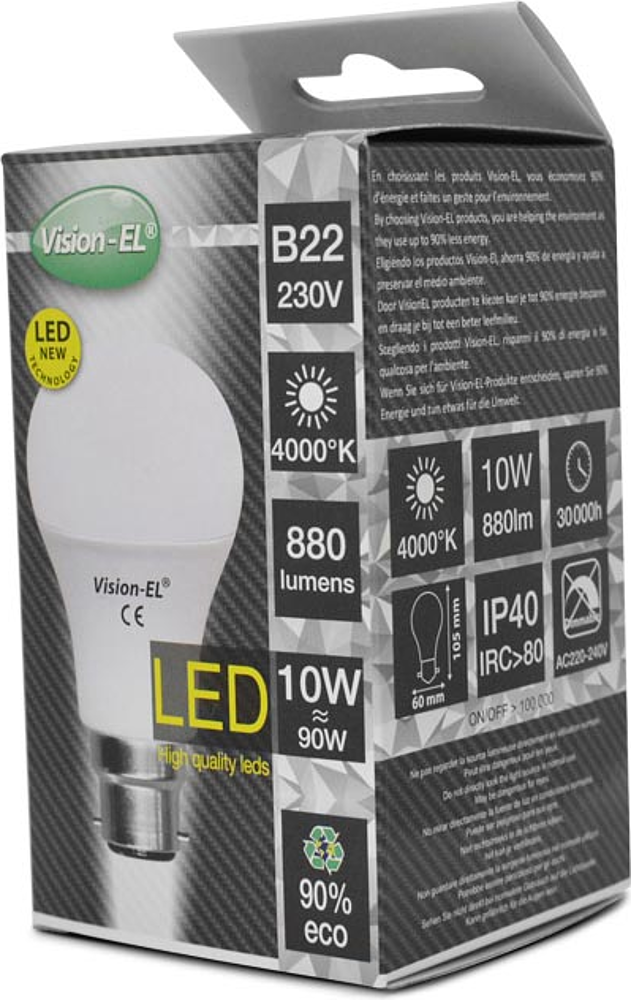 LED 8.5W BULB B22 4000K BX
